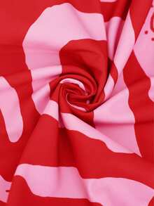 Vivid Eden Urlaubs-Chiffon-Kleid mit Rückenausschnitt und Muster für Frauen, Frühling/Sommer - Heißes Pink - Übersicht 5