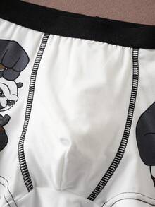 SHEIN Kung Fu Panda Tween Boy 2pcs Cute Panda Print Contrast Stitch Detail Trunks - White - View 5