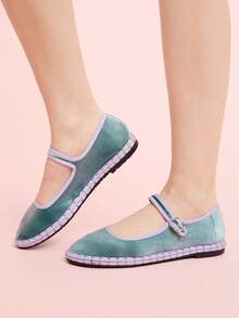 CUCCOO DOLLMOD Damskie czarne eleganckie aksamitne klasyczne wygodne płaskie buty typu Mary Jane - Lodowata woda - Zobacz 4