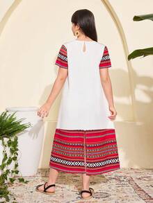 Tween Girls'White Summer Modest Dress - Multicolor - View 2