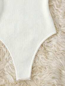 INAWLY 女士简约纯色甜心领罗纹针织连体裤