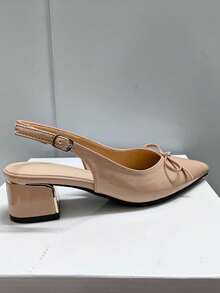 CUCCOO BIZCHIC 厚底露后跟蝴蝶结套脚凉鞋 - 裸色 - 查看 6