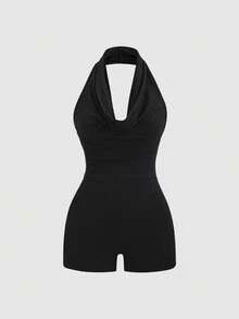 Sweetra 3-Way Wear Bodysuit With Adjustable Straps, Elastic Casual Jumpsuit For Home & Outdoor, Spring/Summer - Black - View 5