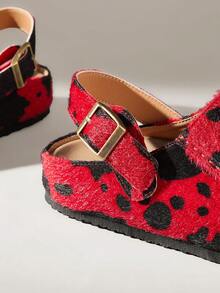 Solecia Giày lười nữ kiểu dáng thường ngày in họa tiết da bò, đa năng. - Đỏ - Xem 5