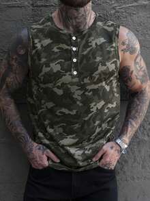 Manfinity Homme Men's Fashionable Camouflage Vest, Casual Cool For Spring/Summer - Multicolor - View 3