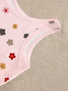 INAWLY Floral Print Fitted Round Neck Tank Top For Women, Pink - Multicolor - View 5