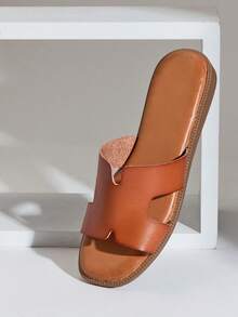 SHUZIA Women's Comfy Everyday Casual Cut-Out Flat Sandals - Maroon - View 3