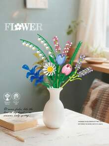 478pcs Lily Of The Valley/Tulip/Lavender DIY Building Block Bouquet - Fresh Home Office Dining Table Decor, Ideal Gift For Girlfriend & Family - Multicolor - View 12