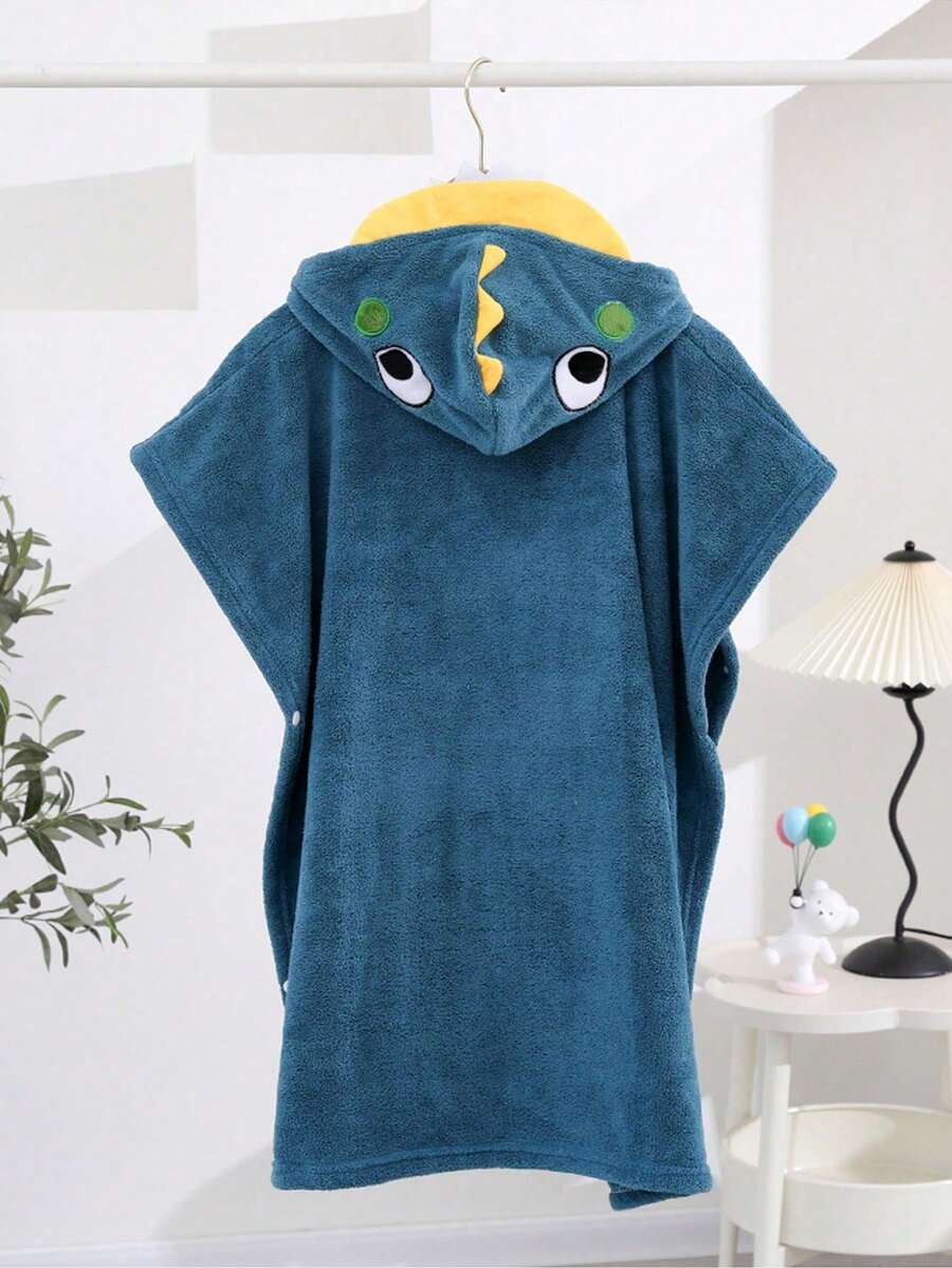 1 chiếc khăn tắm có mũ trùm đầu họa tiết khủng long, dày dặn, thấm hút tốt, nhanh khô, có thể mặc như áo choàng tắm, trang trí phòng tắm mùa hè. - Màu xanh hải quân - Xem 1