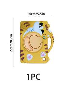 1PC A9 8.7-Inch Protective Case With Pen Slot And 360° Rotating Stand, Cute Cat Design, Shockproof Silicone Soft Back Cover - Yellow - View 6