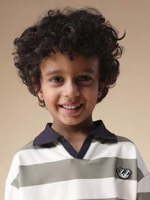 SUMWON Boys Long Sleeve Striped Polo Shirt With Teddy Bear Badge Detail Regular Fit Collared Top For Kids Casual Everyday Wear Spring Summer - Green - View 6