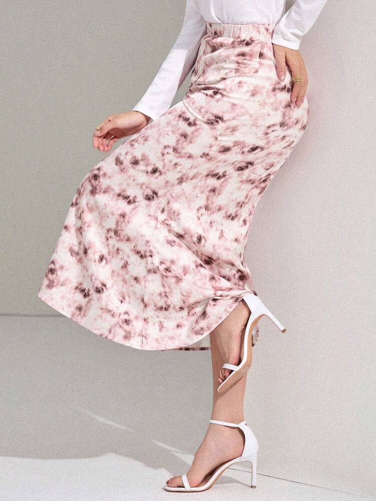 Women's Tie-Dye Print Elastic Waist Elegant Mermaid Skirt