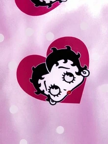 Betty Boop x SHEIN 升级版粉色双层护发帽，柔软舒适宽弹力缎面睡帽，心形波点图案，适合日常居家及睡眠佩戴，是送礼佳品，也适合派对、节日、情人节等场合。 - 粉色 - 查看 6