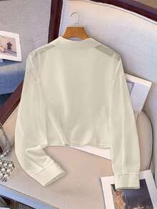 Lyxana Camisa de mujer de manga larga con botones y bolsillo de gasa corta - Albaricoque - Ver 2