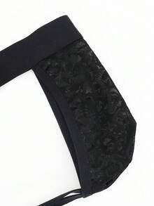SHEIN DrisQ Men's Fashionable Sexy Solid Color Bowknot Thong - Black - View 3