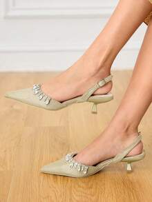 CUCCOO HITCHD Women's Fashionable Elegant Party Rhinestone Decorated Pumps - Gold - View 4