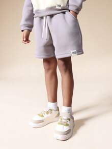 SUMWON Boys Contrast Hood Hoodie And Matching Shorts Color Block Sweatshirt Set - Grey - View 4