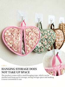 2只心形隔热手套，爱心烤箱手套，隔热垫，加厚耐热厨房手套和垫子，耐热厨房配件，加厚隔热垫，微波炉手套，适用于烹饪、烘焙、烧烤 - 彩色 - 查看 8