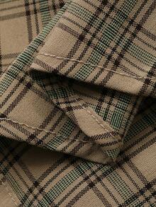 DAZY Tween Boy Casual Plaid Short Sleeve Shirt, Summer - Khaki - View 6