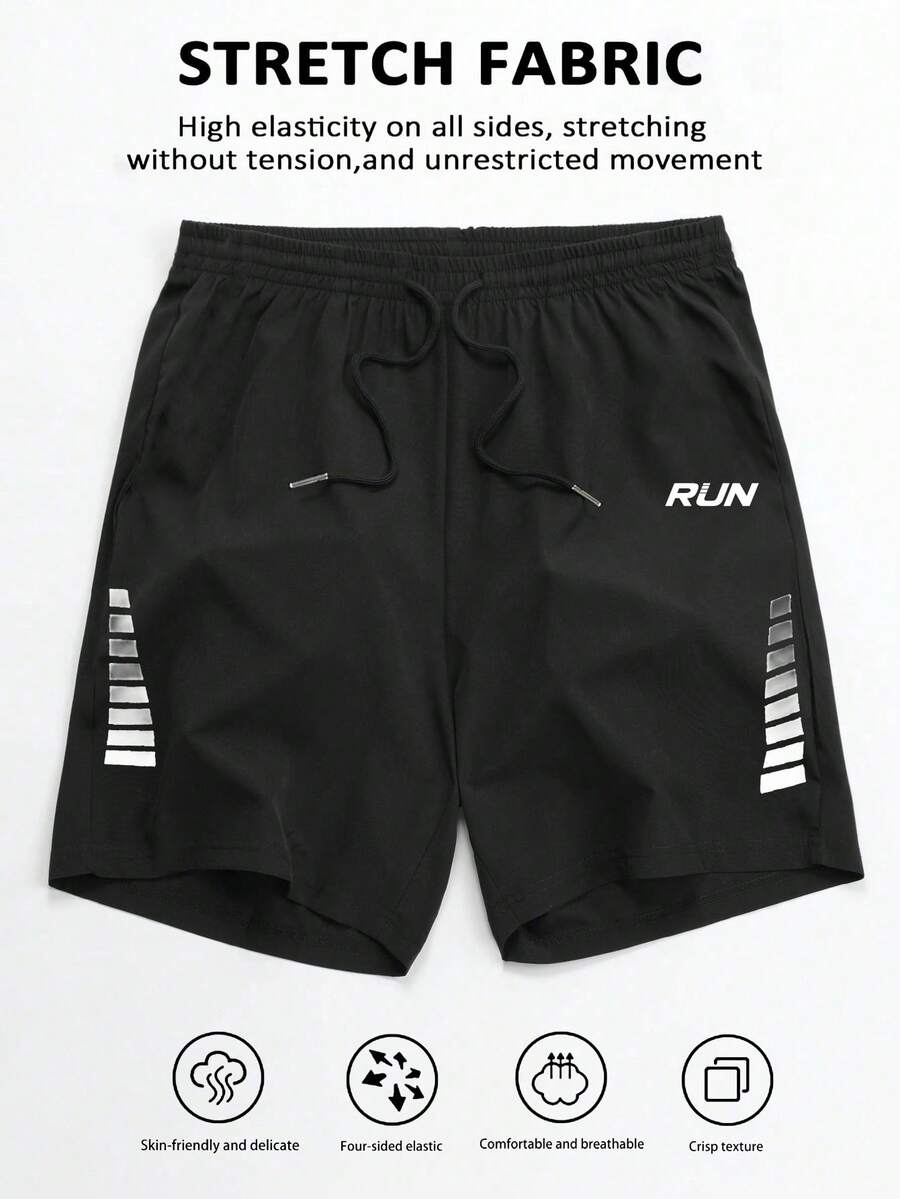 Gym Rark 男士休闲印花运动短裤 黑色运动裤 - 黑色 - 查看 1