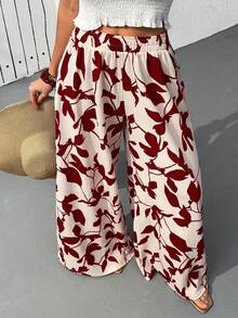 Cloudara Women's Vacation Elastic Waist Floral Print Casual Wide Leg Pants - Multicolor - View 7