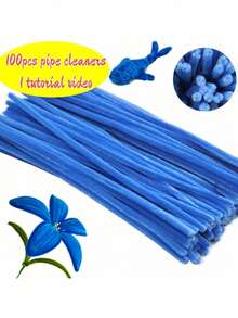 100/120/300pcs Blue Pipe Cleaners Craft Set With 1 Step-By-Step Video, 6 Colors, Chenille Stems For Creative DIY Art Projects, Thick & Soft Twists For Craft Bouquets, Gift Making, Home Decor Supplies - Multicolor - View 15