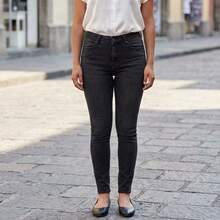 Mujer Jeans Urbano Skinny High Waist Elástico Ajustado Denim Básico Todo Estación Oficina Diario Pantalones - Negro - Ver 1
