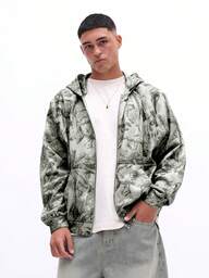 SUMWON Mens Boxy Fit Full Zip Camouflage Hoodie With Ribbed Cuffs And Hem Casual Winter Streetwear Oversized