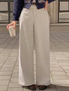 DAZY Women's Casual Versatile Straight-Leg White Jeans - White - View 3