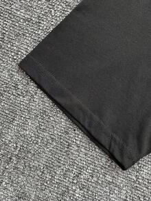 Men's Letter Print Round Neck Casual Versatile Short Sleeve T-ShirtBreathable And Comforte - Black 3 - View 4