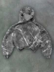 Glimmora Street Style Withered Leaf Print Hooded Long Sleeve Top And Pants Set, Autumn/Winter - Multicolor - View 3