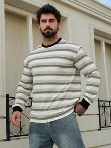 DAZY Men's Striped Crew Neck Long Sleeve Casual T-Shirt, Spring/Autumn - Multicolor - View 4