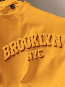 Manfinity Joysei 标准尺码黄色3D字母男士圆领T恤（面料） - 黃色 - 查看 2