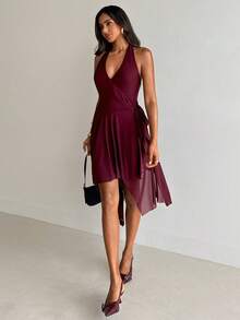 Aloruh Đầm midi không tay màu tím đỏ, mẫu đầm thanh lịch mới cho mùa xuân/hè. - Màu đỏ tím - Xem 6