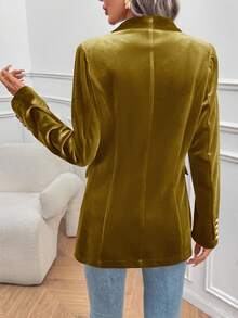EMERY ROSE Women's Elegant Solid Color Velvet Blazer - Yellow - View 2
