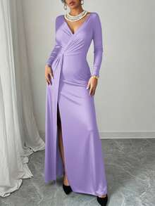 Women Long Dresses - Lilac Purple - View 5