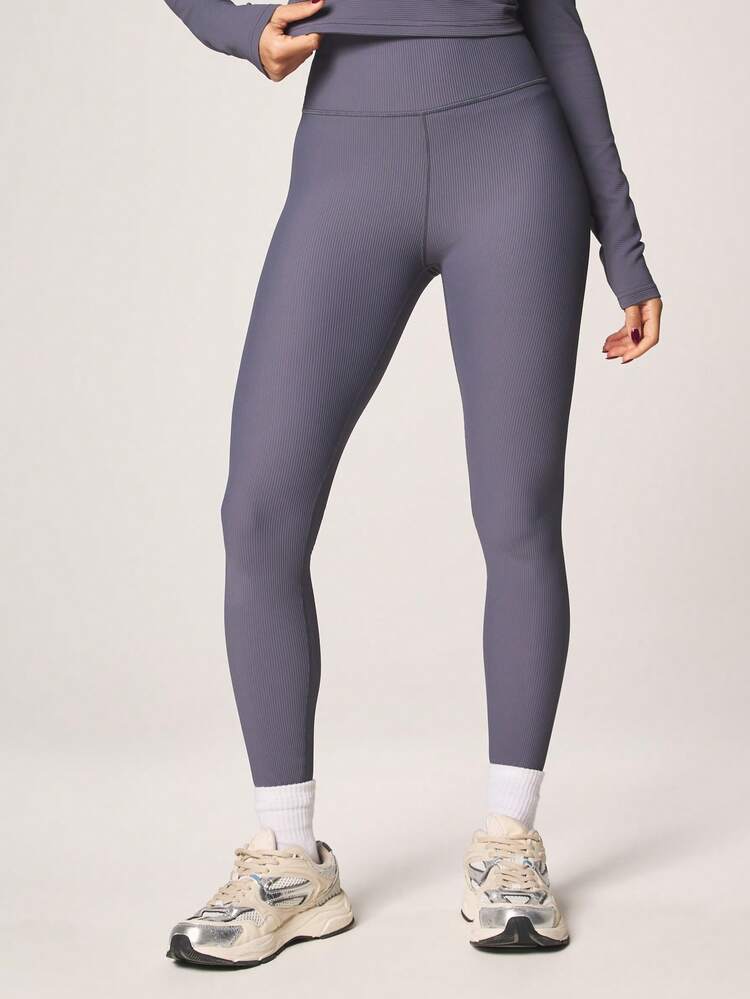 MISSGUIDED Damen Leggings mit hoher Taille, geripptes Design, Länge bis zum Knöchel, figurbetonter Schnitt, Yogahose, Sportbekleidung Unterteil