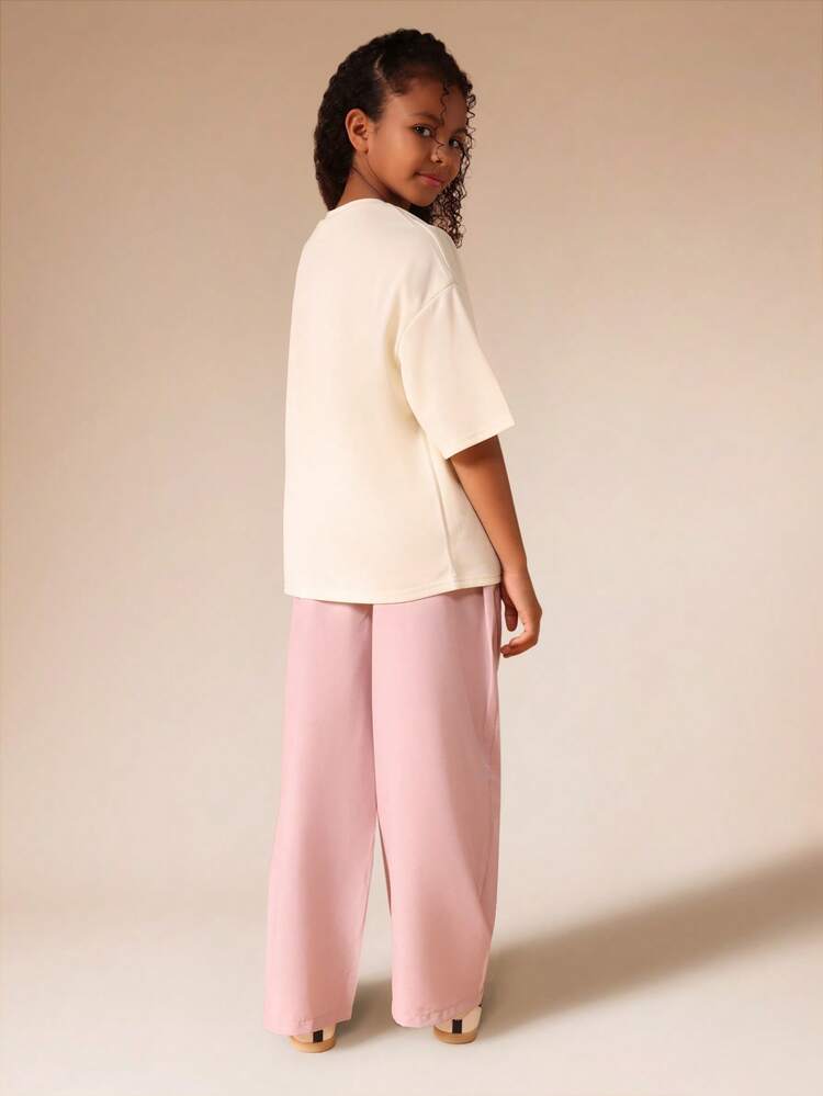 Oversized T-Shirt And Wide Leg Pants Set With Print