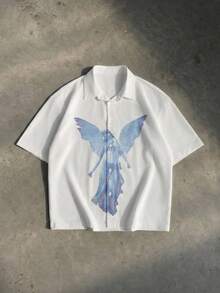 Manfinity BRENVOR Men's Positioning Print Short Sleeve Shirt, Spring/Summer - White - View 1