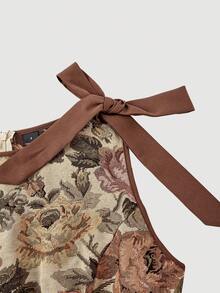 SHEIN MOD Đầm jacquard cổ tròn không tay, phối màu nổi bật, điểm nhấn nơ ở eo, dáng xòe rộng – phong cách cổ điển thập niên 70; hoàn hảo cho kỳ nghỉ, hẹn hò, dã ngoại, tiệc tùng, dạ hội, lễ hội và sinh nhật. - Nhiều màu - Xem 3