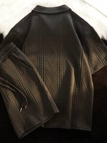 Men Polo Co-Ords - Black - View 2