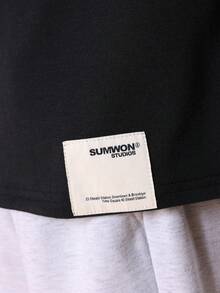 SUMWON 无袖背心阔腿运动裤两件套休闲套装，带徽章标签细节 - 黑色 - 查看 5
