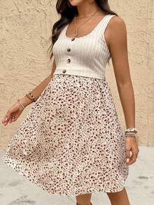 SHEIN Đầm bầu họa tiết hoa phối hợp, kiểu dáng thường ngày, thích hợp cho việc cho con bú. - Nhiều màu - Xem 4