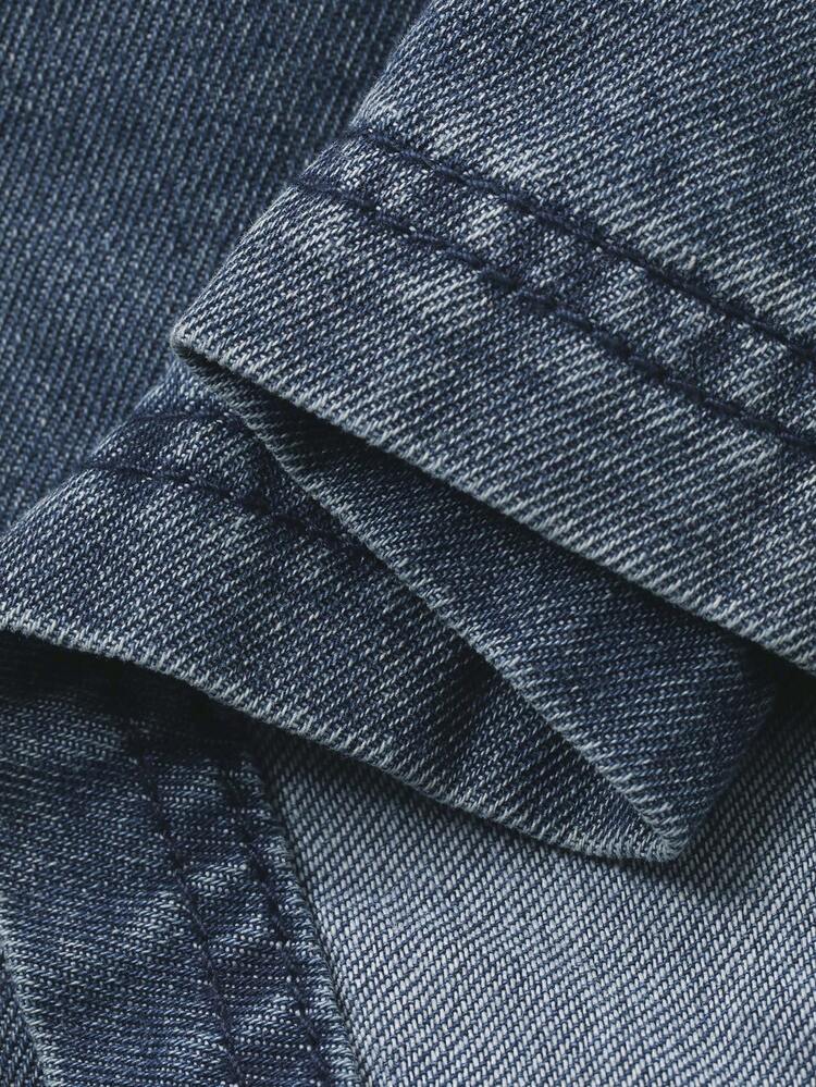 Tween Boy Casual Washed Star Patch Denim Shirt Spring