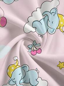 PopScrub Women's Pink V-Neck Short Sleeve Blouse With Dual Pockets, Featuring Cute Animal Elephant, Star, Cherry Cartoon Prints, Floral Prints, Nurse/Doctor Uniform Top, Solid Color Pet Grooming Uniform Top, Nutritionist Scrub Top, Multi-Pocket Functional Work Wear, Functional Women's Holiday Outfit, Adorable, Casual - Pink - View 5