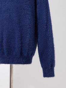 Claim Dot Maglione a maniche lunghe con mezza patta e bottoni, con ricamo a cuore, stile streetwear, maglione polo con bottoni, in maglia, da uomo, colore blu navy, maglione con ricamo a cuore - Blu reale - Visualizzare 6