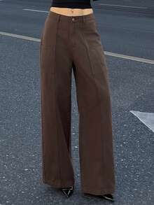 DAZY Women's Casual Washed Flared Leg Jeans - Coffee Brown - View 6