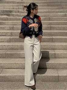 DAZY Women's Casual Versatile Straight-Leg White Jeans - White - View 6