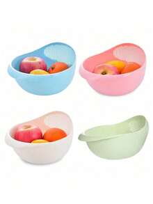 SHEIN 1/4pcs Multifunctional Rice Washing Basket With Handle, Vegetable Washing Basin, Fruit Plate, Kitchen Drain Basket, Kitchen Supplies Rice Washing Strainer, Household Kitchen Drain Basket - Multicolor - View 20