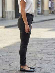 Mujer Jeans Urbano Skinny High Waist Elástico Ajustado Denim Básico Todo Estación Oficina Diario Pantalones - Negro - Ver 3